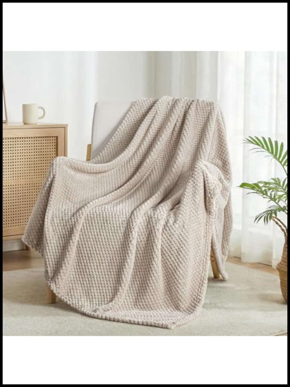 Waffle Fleece Throw Blanket Flannel Microfiber for Couch Bed